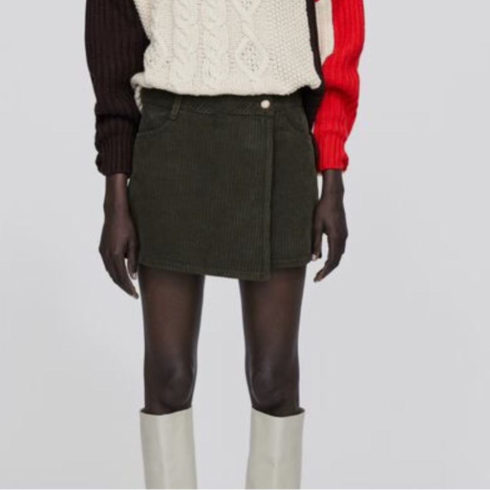 Zara Corduroy Bermuda Skort Olive Green Size S